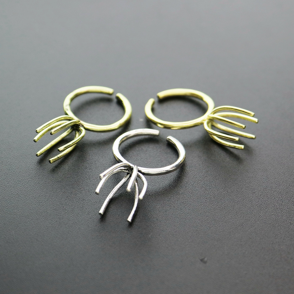 1Pcs 15MM long prong irregular stone adjutable brass ring settings DIY supplies 1294137 - Click Image to Close